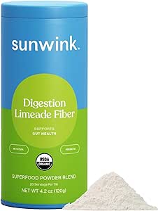 Sunwink Digestion Limeade Fiber Citrus Lime Prebiotic Powder - Organic Superfood Fiber for Digestion Support w/Chicory Root Inulin