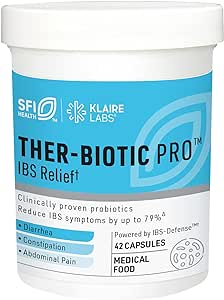 Klaire Labs Ther-Biotic Pro IBS Relief - Reduce IBS Symptoms by up to 79%∗∗ - Low-FODMAP Probiotic Prebiotic for Diarrhea
