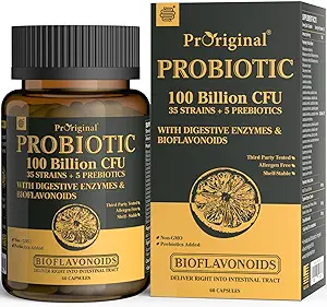 Probiotics with Prebiotics for Men and Women - 35 Strains Organic Probiotic 100 Billion CFU for Gut & Digestive Health